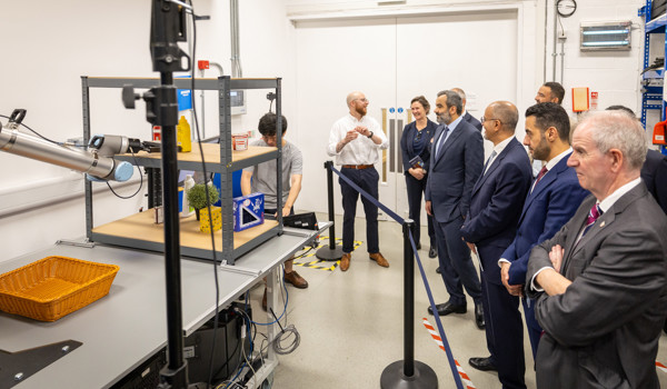 His Excellency Minister Abdullah Alswaha, Minister for Communication and Information Technology of Saudi Arabia, and Lord Patrick Vallance, Minister for Science, Research and Innovation (UK) were welcomed to the Oxford Robotics Institute by Vice-Chancellor Professor Irene Tracey